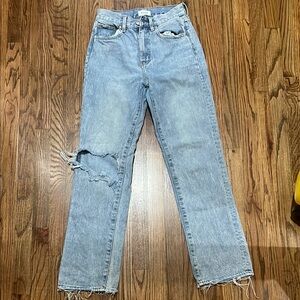Pistola Blue Straight Leg Jeans with Distressed Details